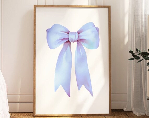 Lavender Blue Watercolor Bow Pastel Dreamy Preppy Teen Poster