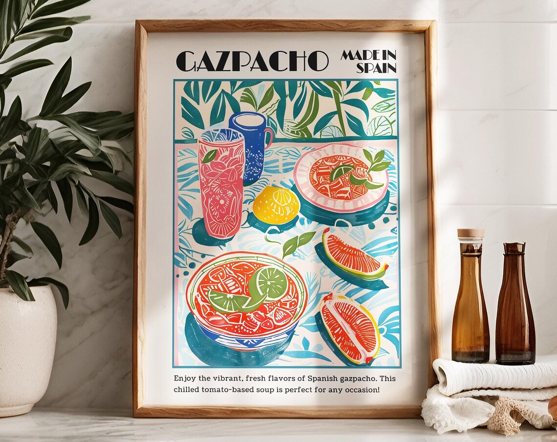 Gazpacho Made in Spain Vibrant Food Illustration Poster for Kitchens - Image 5