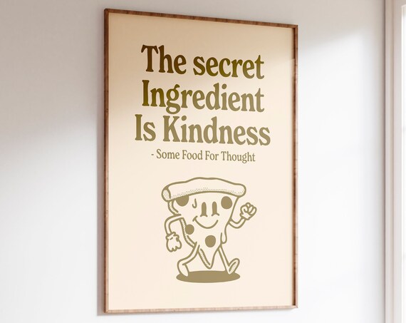 Cute Illustration Wall Print Retro Kindness Quote Print Retro Wall Decor Printable Art Poster Downloadable Prints