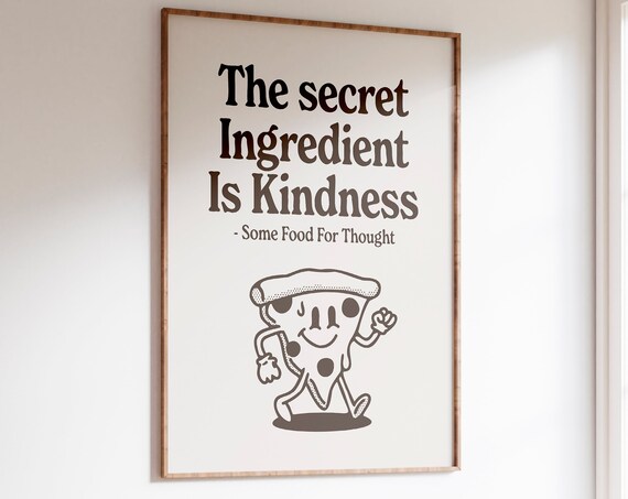 Kindness Wall Art Cute Wall Print Preppy Wall Prints Trendy Art Retro Wall Art Retro Quote Art Black And White Print