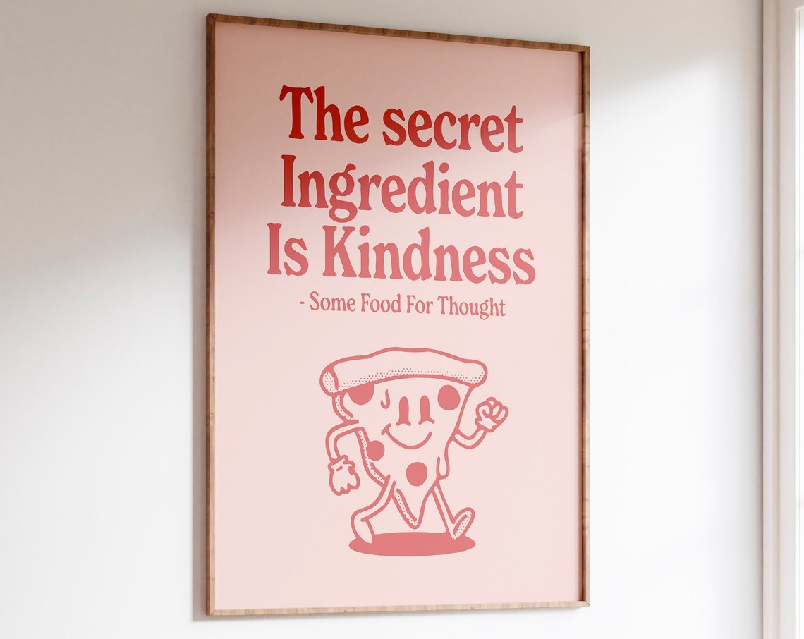 Printable Kitchen Poster Retro Print Be Kind Wall Art Trendy Wall Art Kindness Quote Instant Red Wall Art Cute Dorm Decor