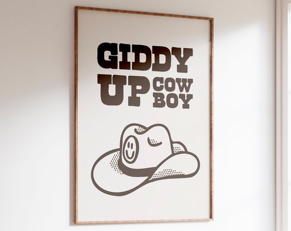 Cowboy Quote Print Retro Western Wall Art Cowboy Hat Poster Retro Cowboy Art Wild West Home Decor Instant Printable Wall Art
