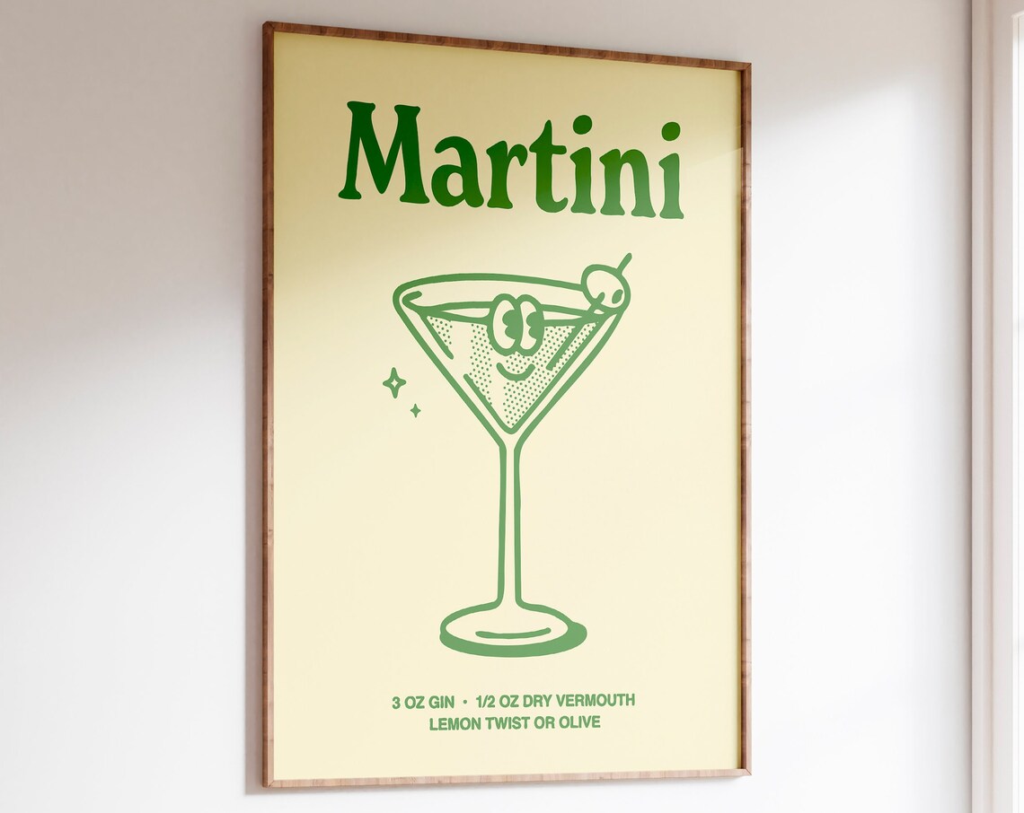 Martini Cocktail Retro Bar Decor Art Print