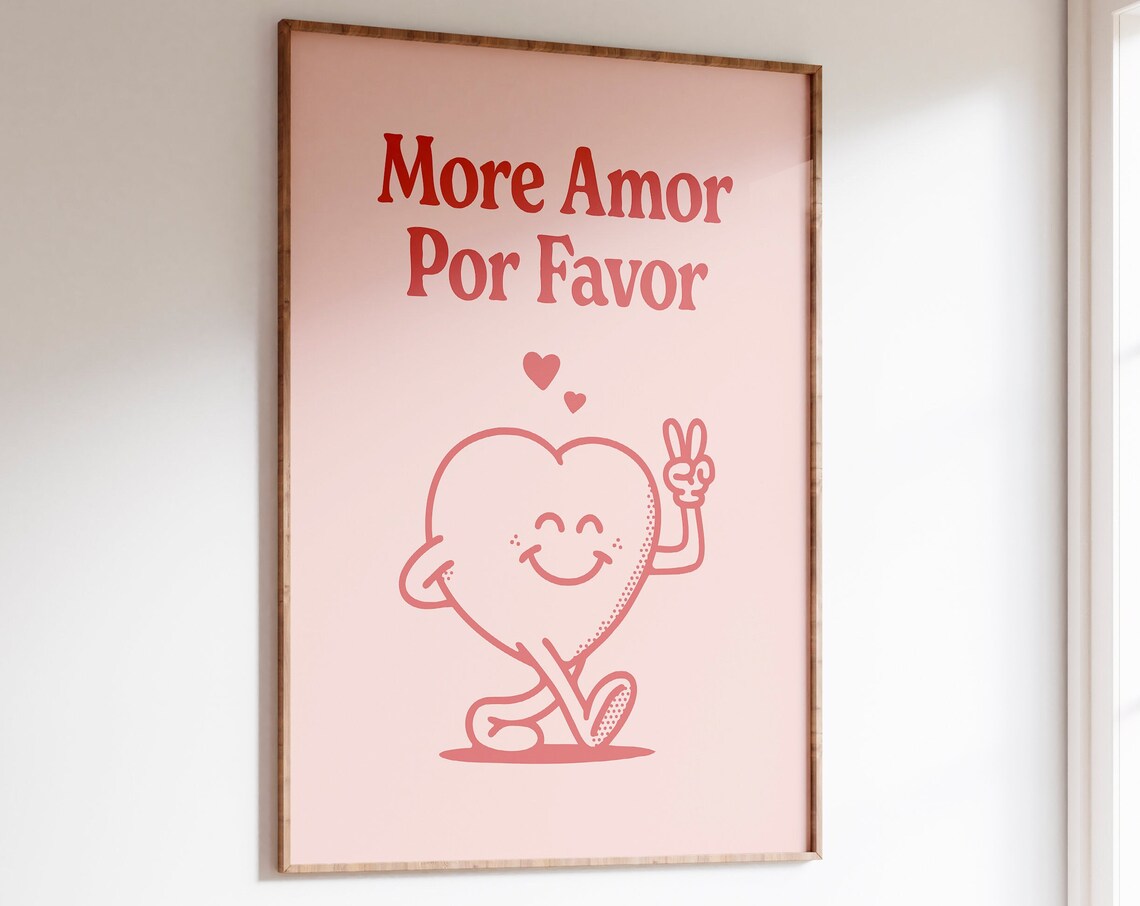Love 70s Retro Art Print, Groovy Valentine Decor