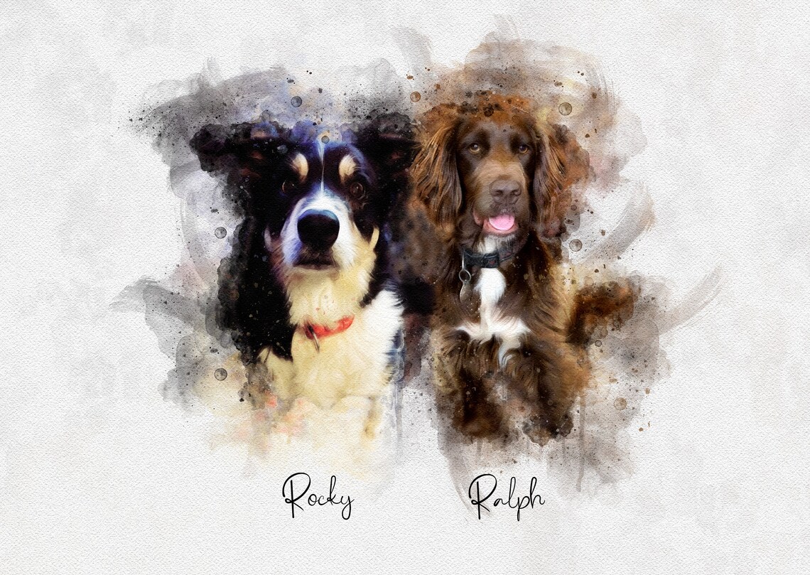 Two Pets Portrait, Personalised Art Print - Image 2