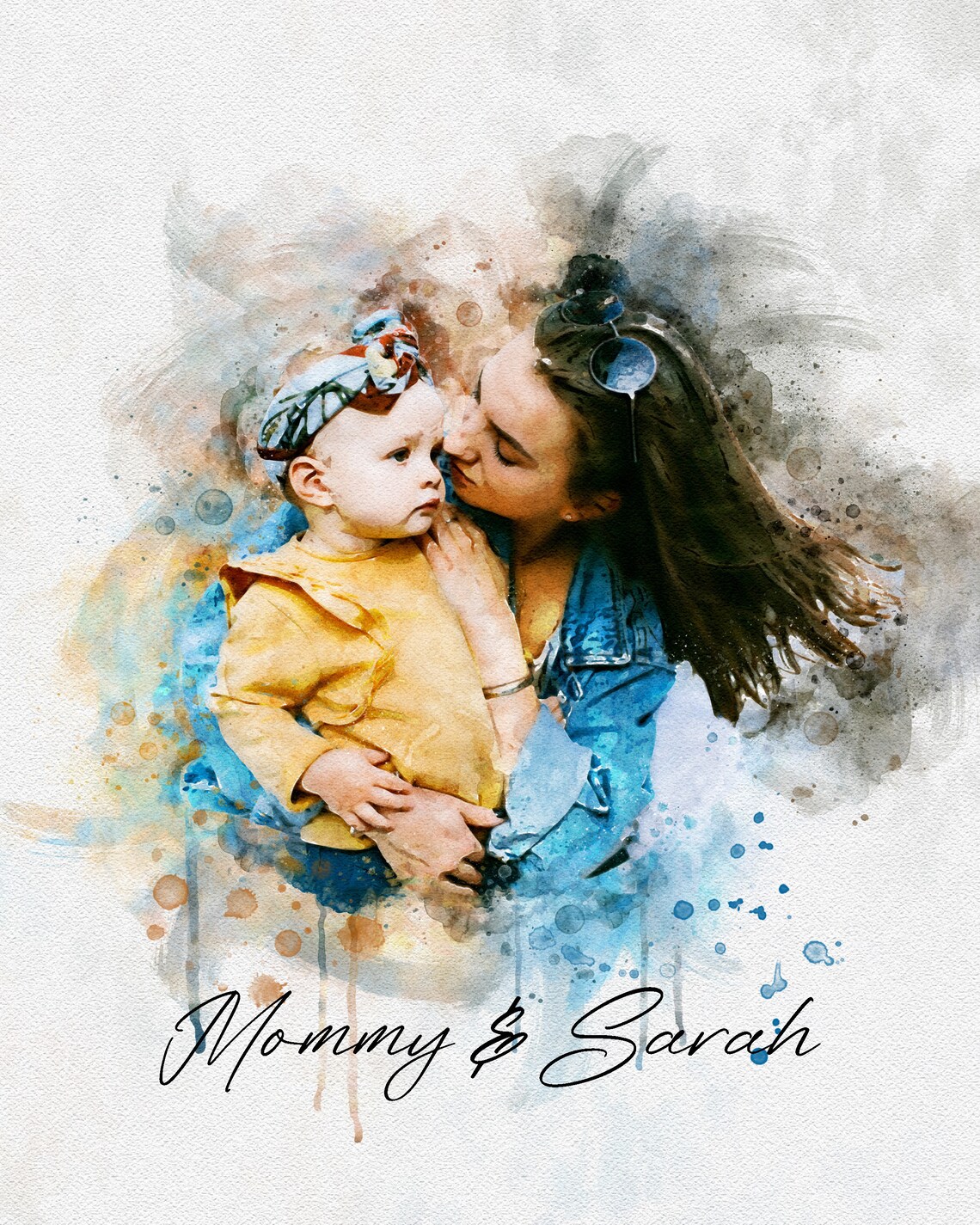 Personalised Mothers Day Gift Watercolour Family Portrait Mom Gift Birthday Gift Painting From Photo Gift For Mum Mothers Day Print - Image 4