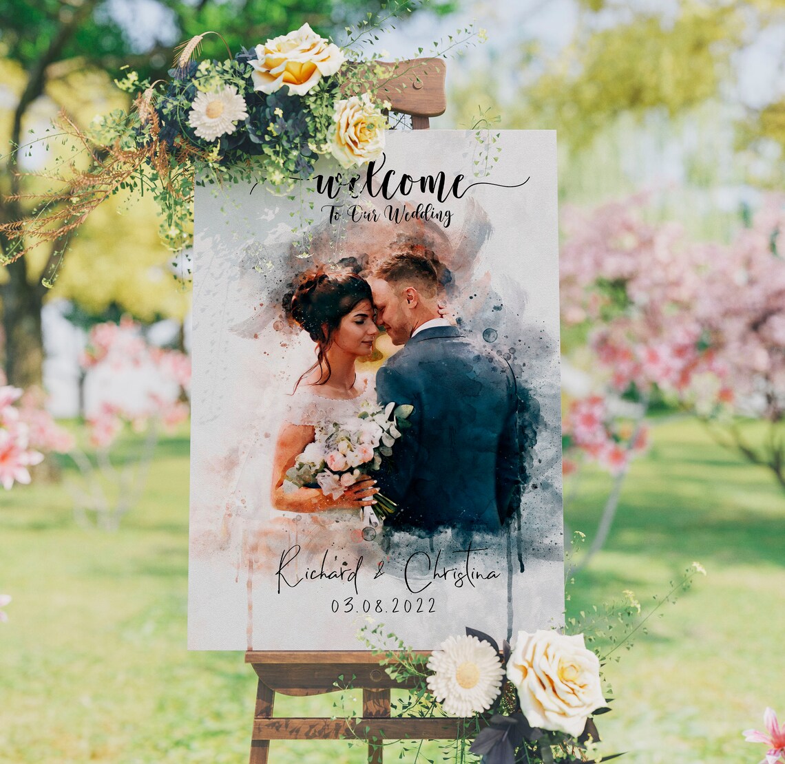 Grad Party Sign From Photo Graduation Party Welcome Sign Watercolour Graduation Sign Graduation Party Decor University Grad Party Sign - Image 2