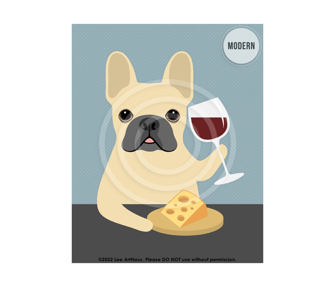 538dp Wine Decor French Bulldog Drinking Bottle Of Wine Wall Art Wine Prints Wine Lover Gifts French Bulldog Art Dog Poster