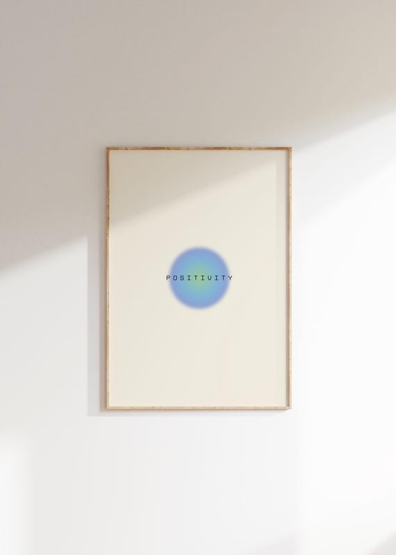 Aura Retro Gradient Poster Daily Affirmations Print Mental Health Blue Yoga Gift Indie Room Decor Colorful Wall Art Y2k