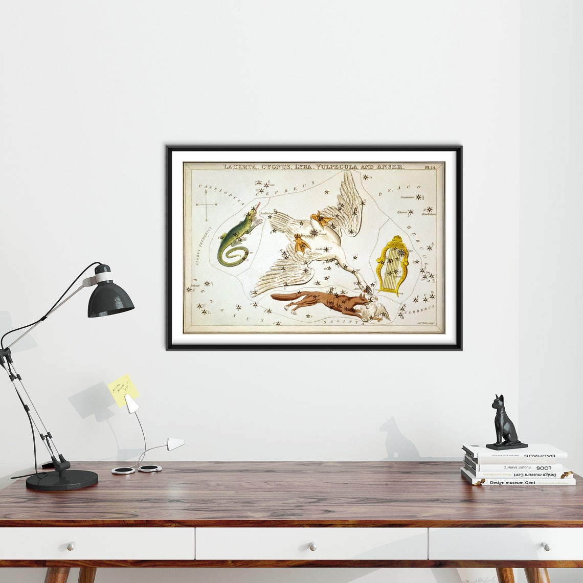 Lacerta Cygnus Lyra Vulpecula Antique Constellation Star Chart Poster - Image 3