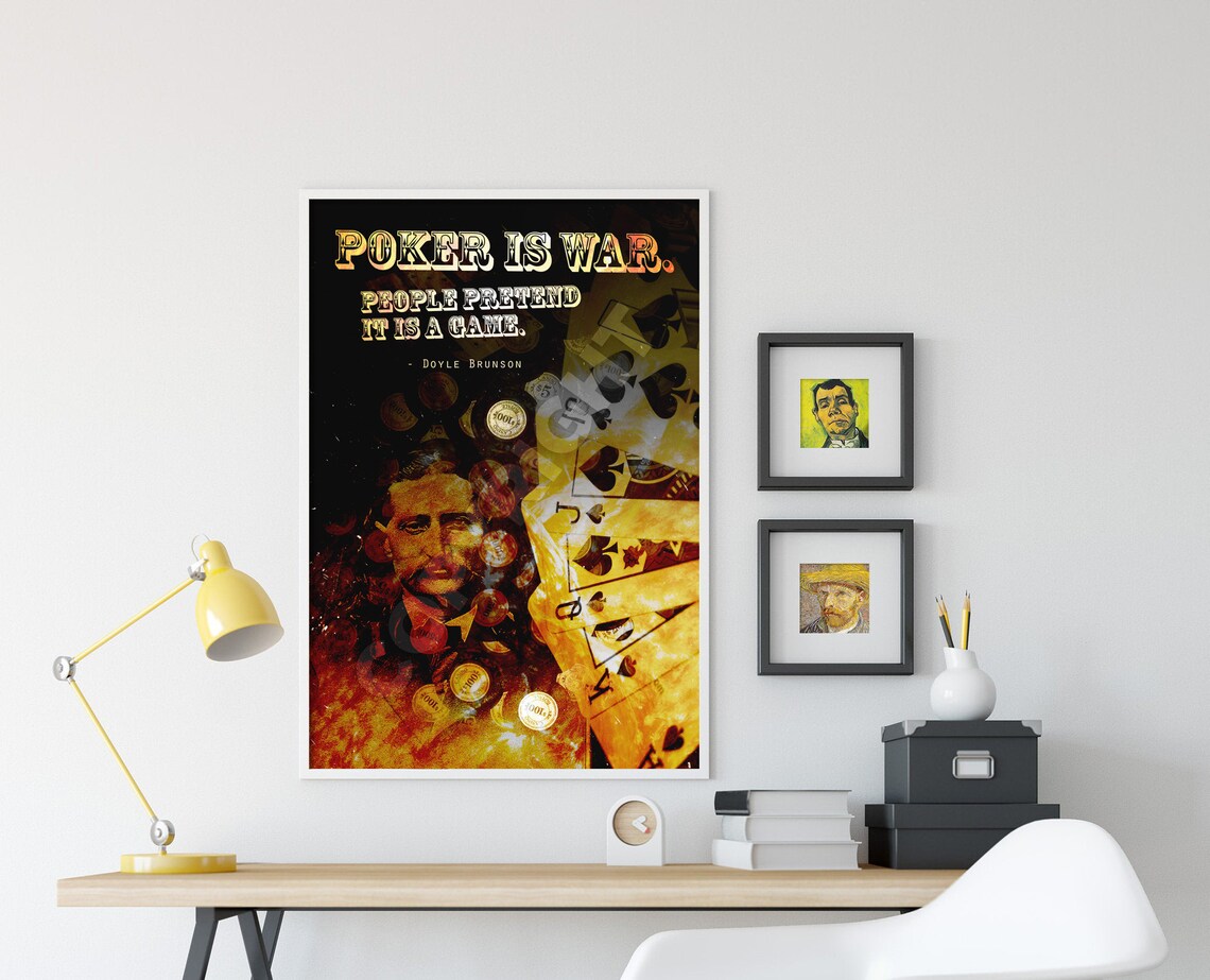 Doyle Brunson Poker Is War Quote Motivational Card Game Poster - Image 4