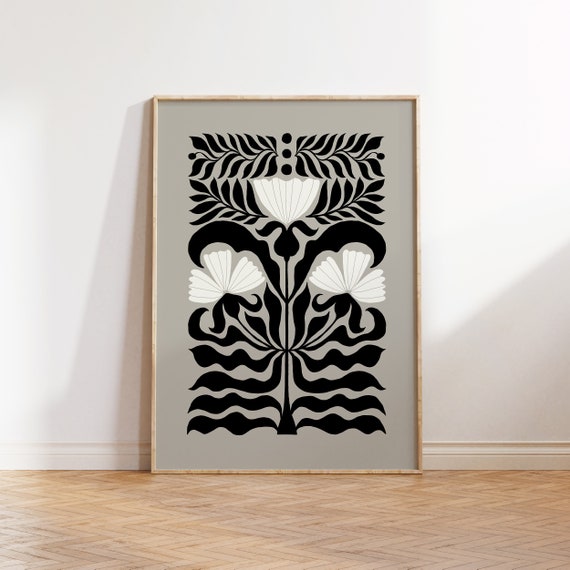 Dark Flowers Black And White Botanical Art Print
