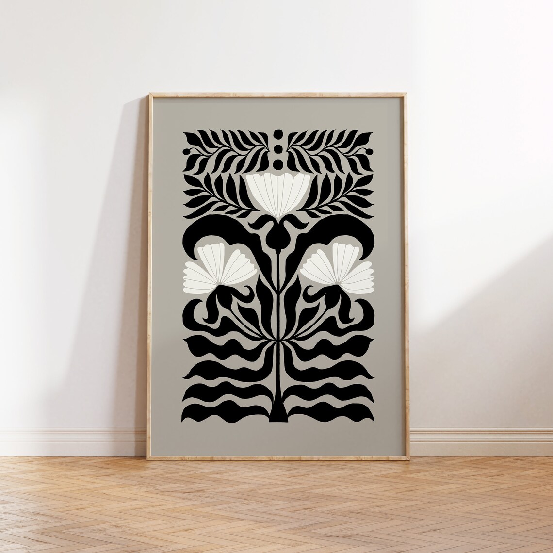 Dark Flowers Black And White Botanical Art Print