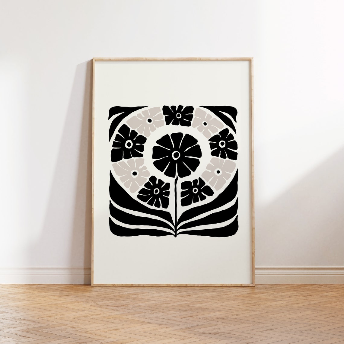 Dark Flowers Black And White Art Poster