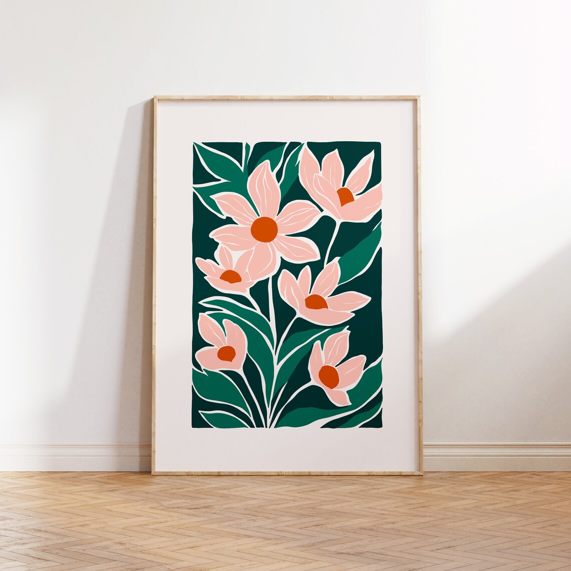 Eclectic Flowers Art Poster, Abstract Floral Decor