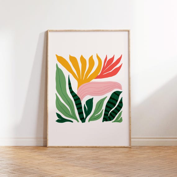 Jungle Flora Tropical Floral Wall Art Print