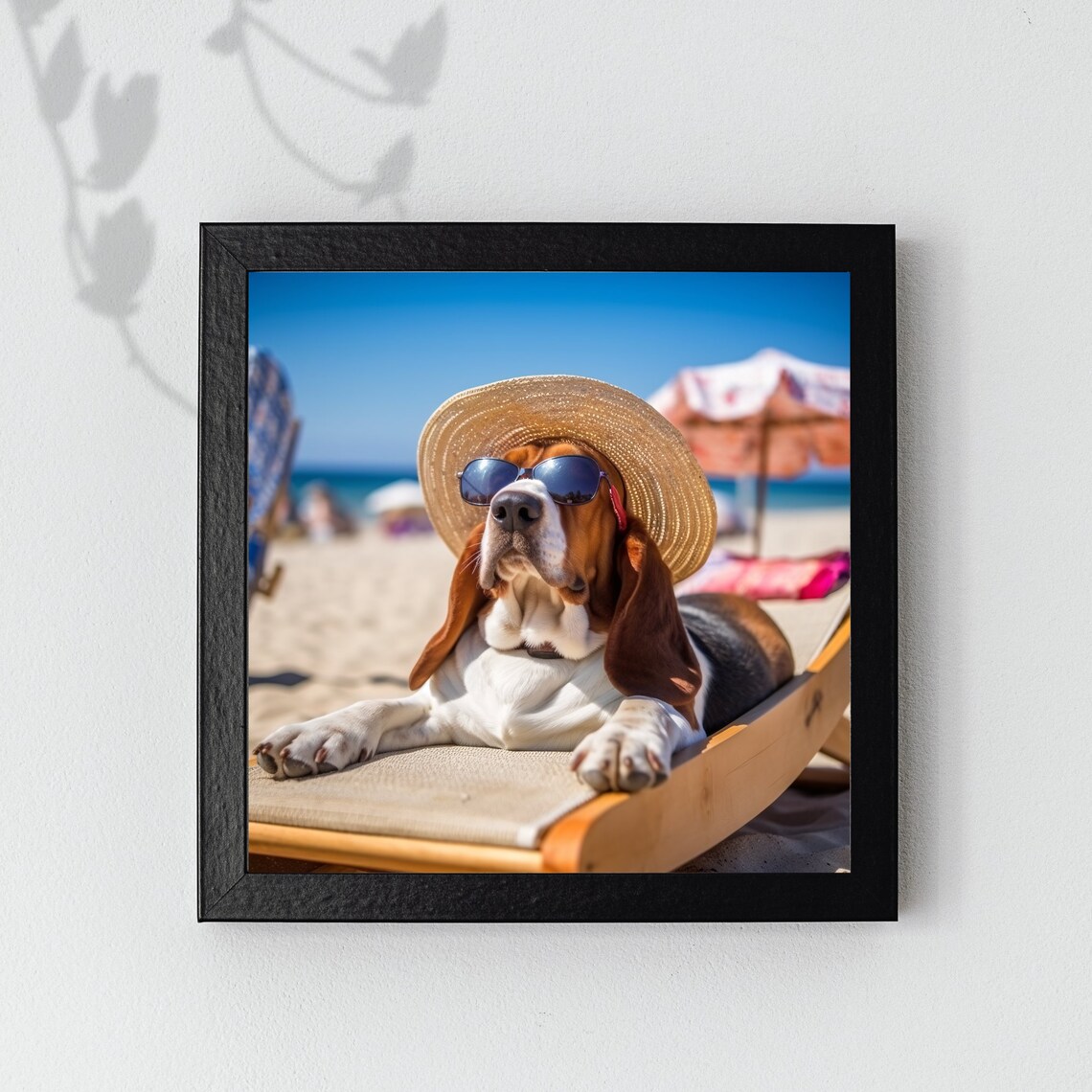Basset Hound Relaxing On The Beach Art Print