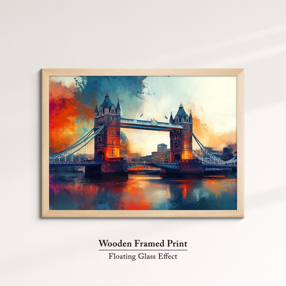 Tower Bridge London Sunset Watercolor Vibrant River Thames Art Poster - Image 6