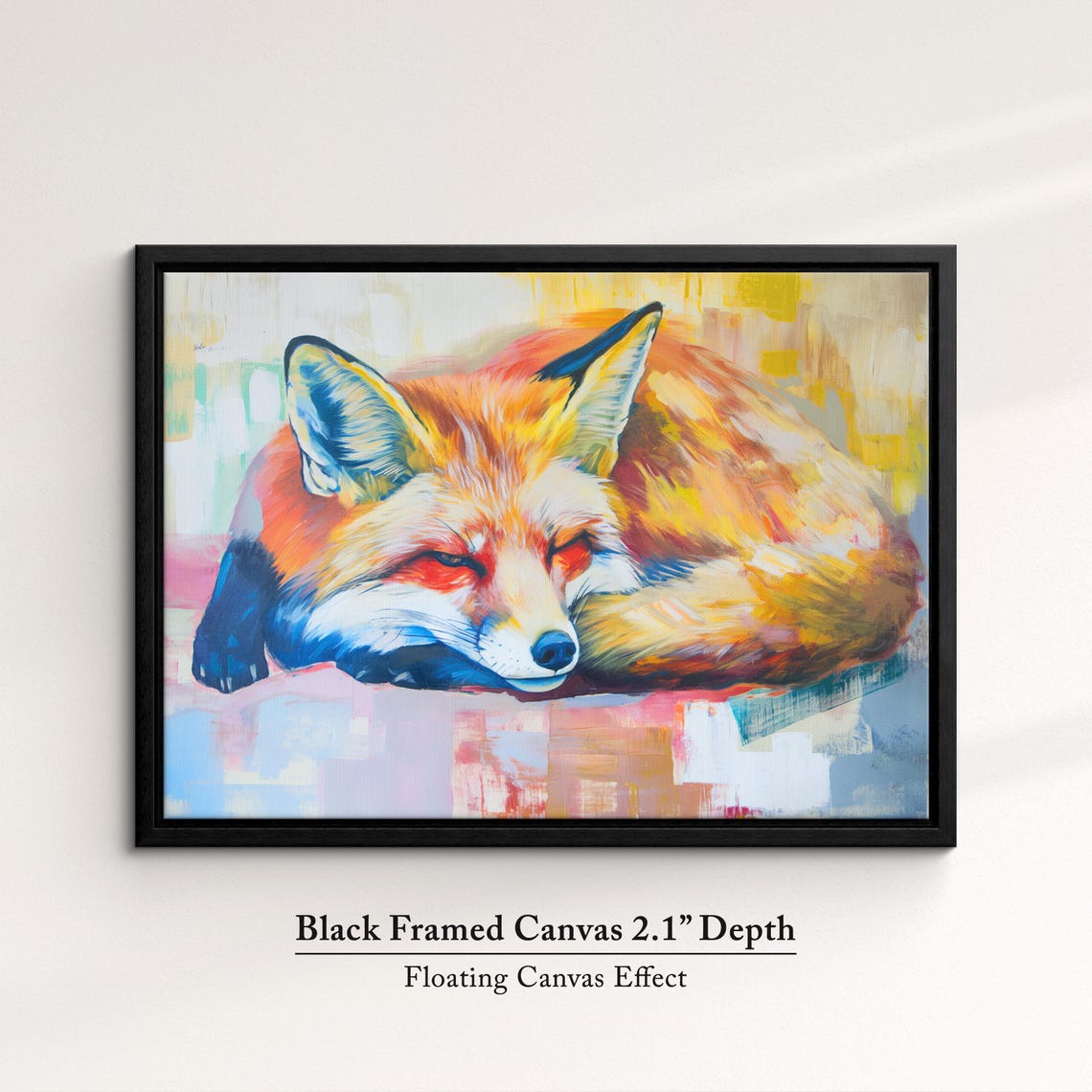 Sleeping Fox Colorful Abstract Oil Painting Vibrant Wildlife Poster - Image 2