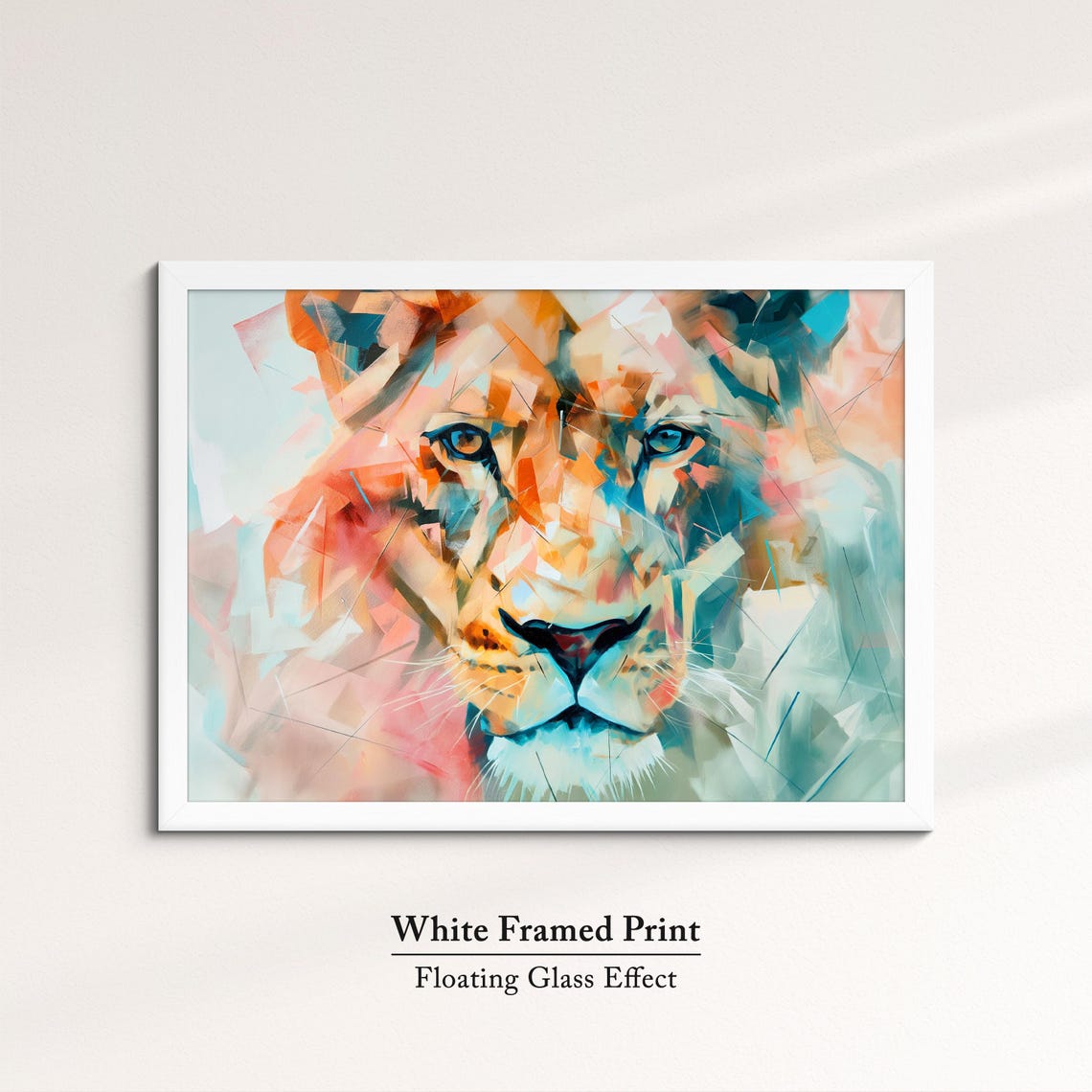 Lioness Geometric Fragmented Orange Teal Modern Abstract Art Poster - Image 7