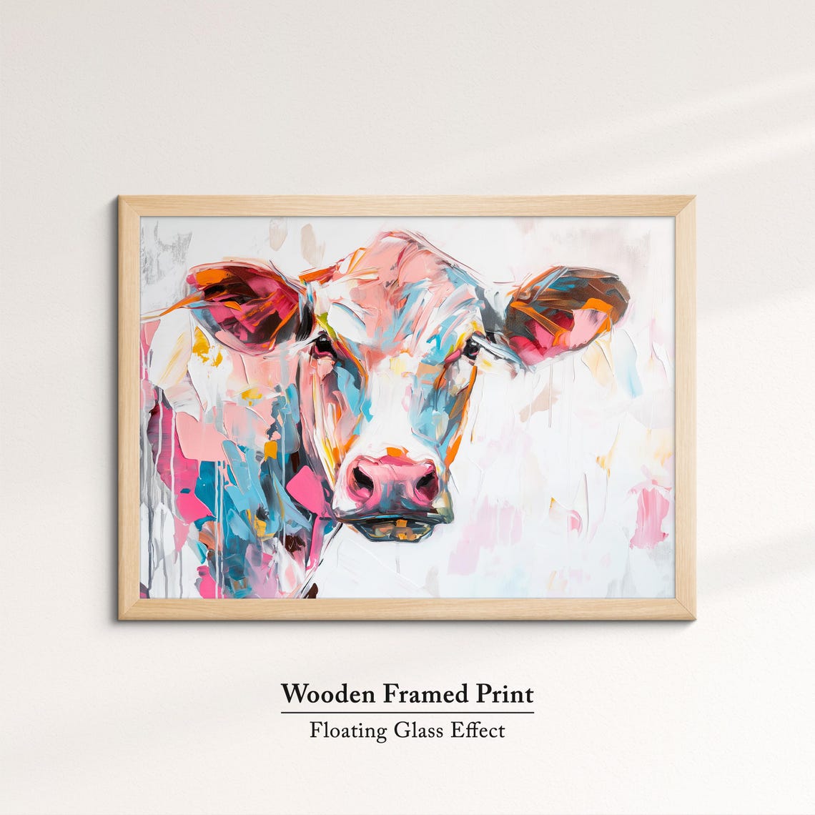 Cow Head Colorful Pastel Abstract Farm Animal Portrait Wall Art - Image 6