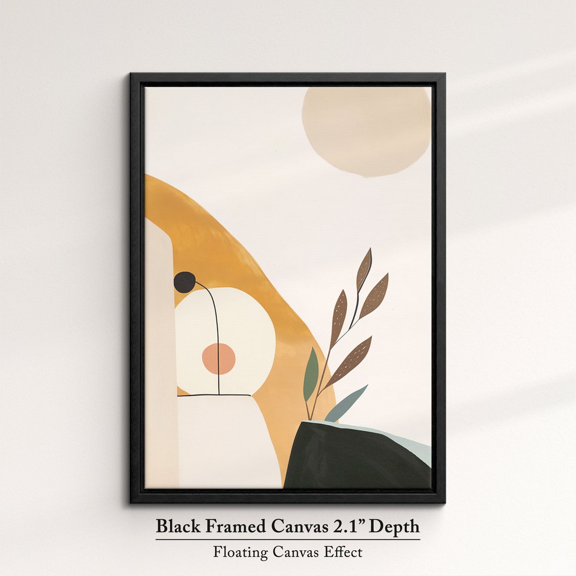 Boho Mustard Arch Abstract Sun Botanical Leaves Minimalist Wall Poster - Image 2