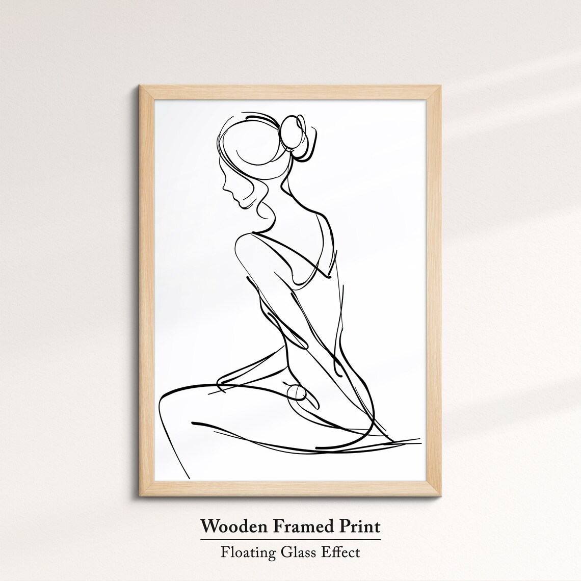 Minimalist Woman Line Art Seated Figure Black Drawing Feminine Art Print - Image 6