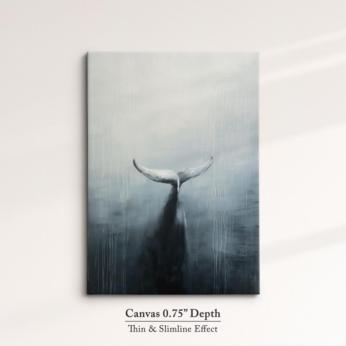 Whale Tail Diving Misty Ocean Gray Minimalist Abstract Wall Art Poster - Image 4