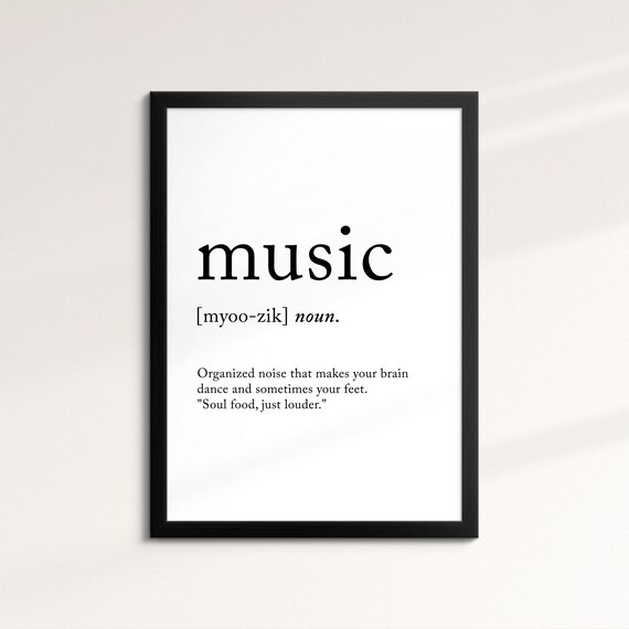Music Minimalist Definition Quote Word Art Framed Print Framed Female Wall Art Lady Poster Feminine Home Decor Gifts For Her
