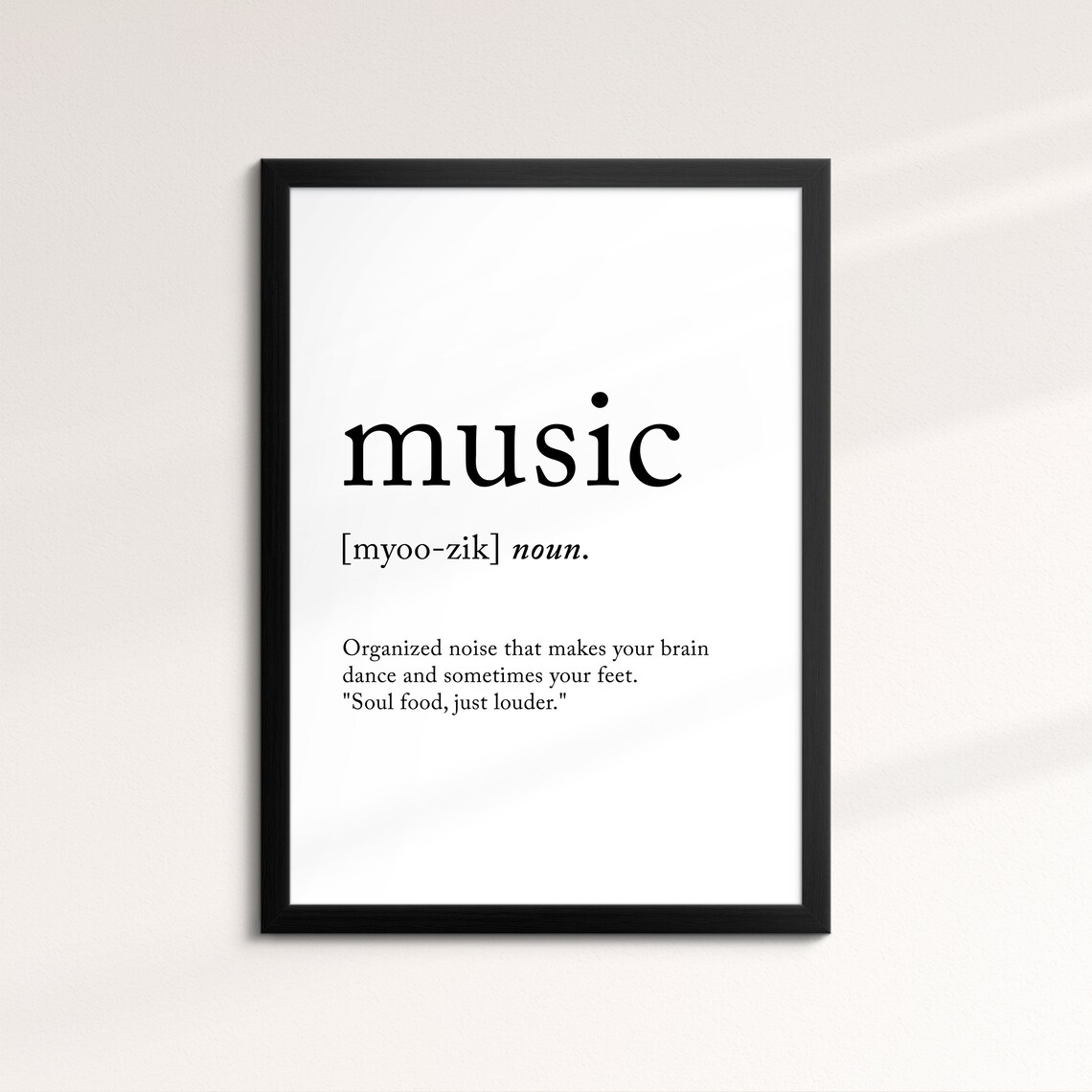 Music Minimalist Definition Quote Word Art Framed Print Framed Female Wall Art Lady Poster Feminine Home Decor Gifts For Her