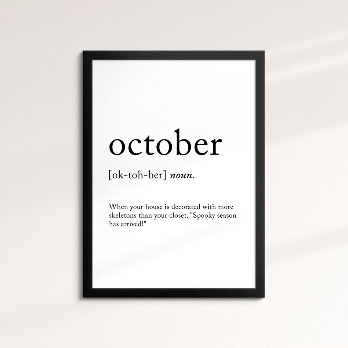 October Minimalist Definition Quote Word Art Framed Print Framed Female Wall Art Lady Poster Feminine Home Decor Gifts For Her