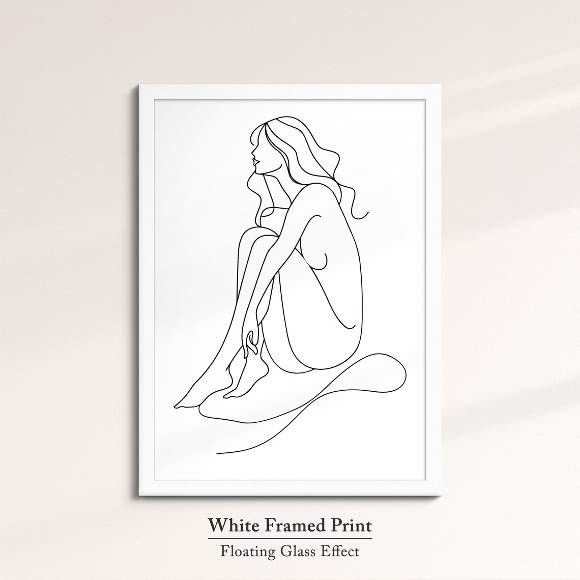 Seated Woman Arms Wrapped Knees Continuous Line Art Drawing Minimalist Poster - Image 7
