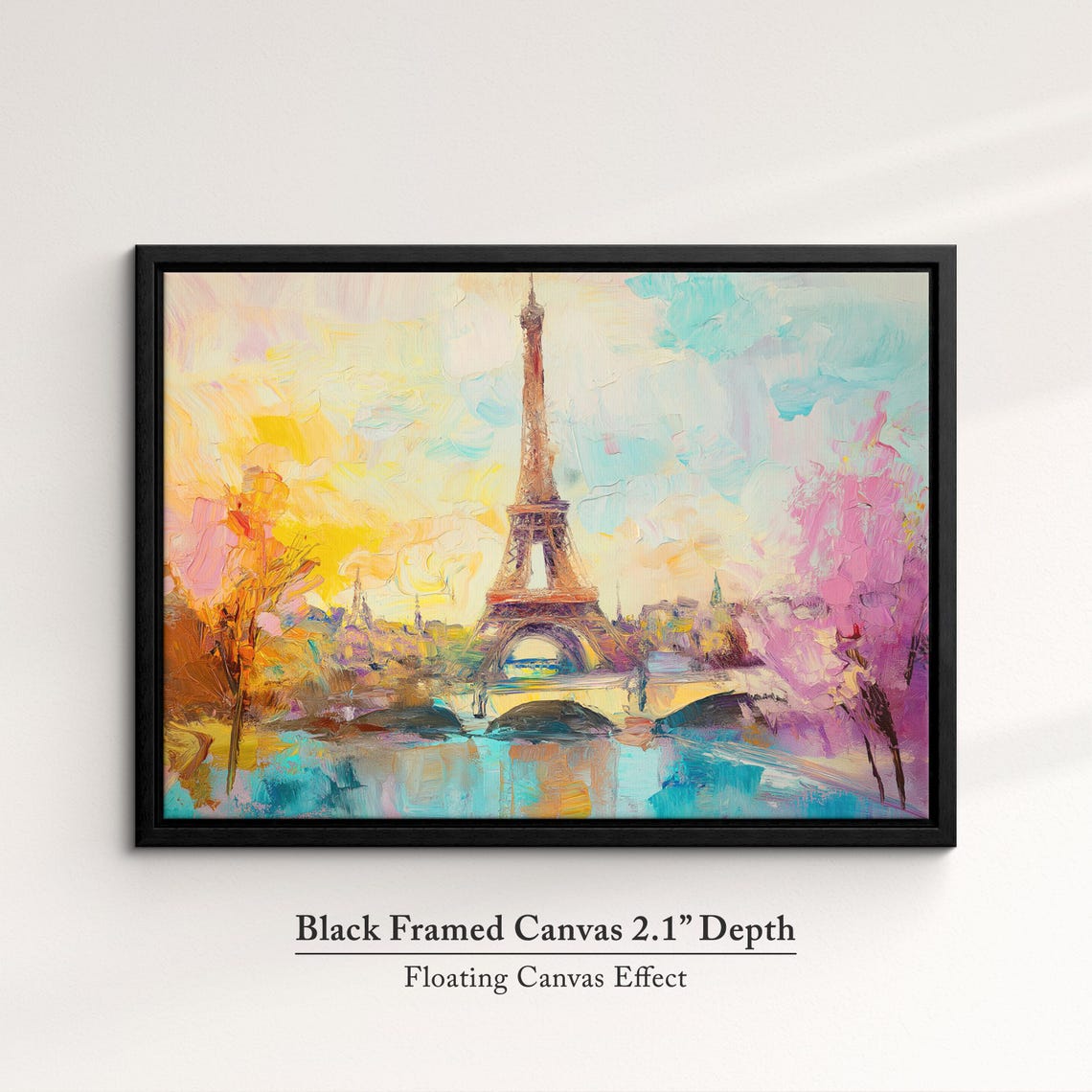 Eiffel Tower Paris Sunset Bridge Pastel Impressionist Travel Poster - Image 2