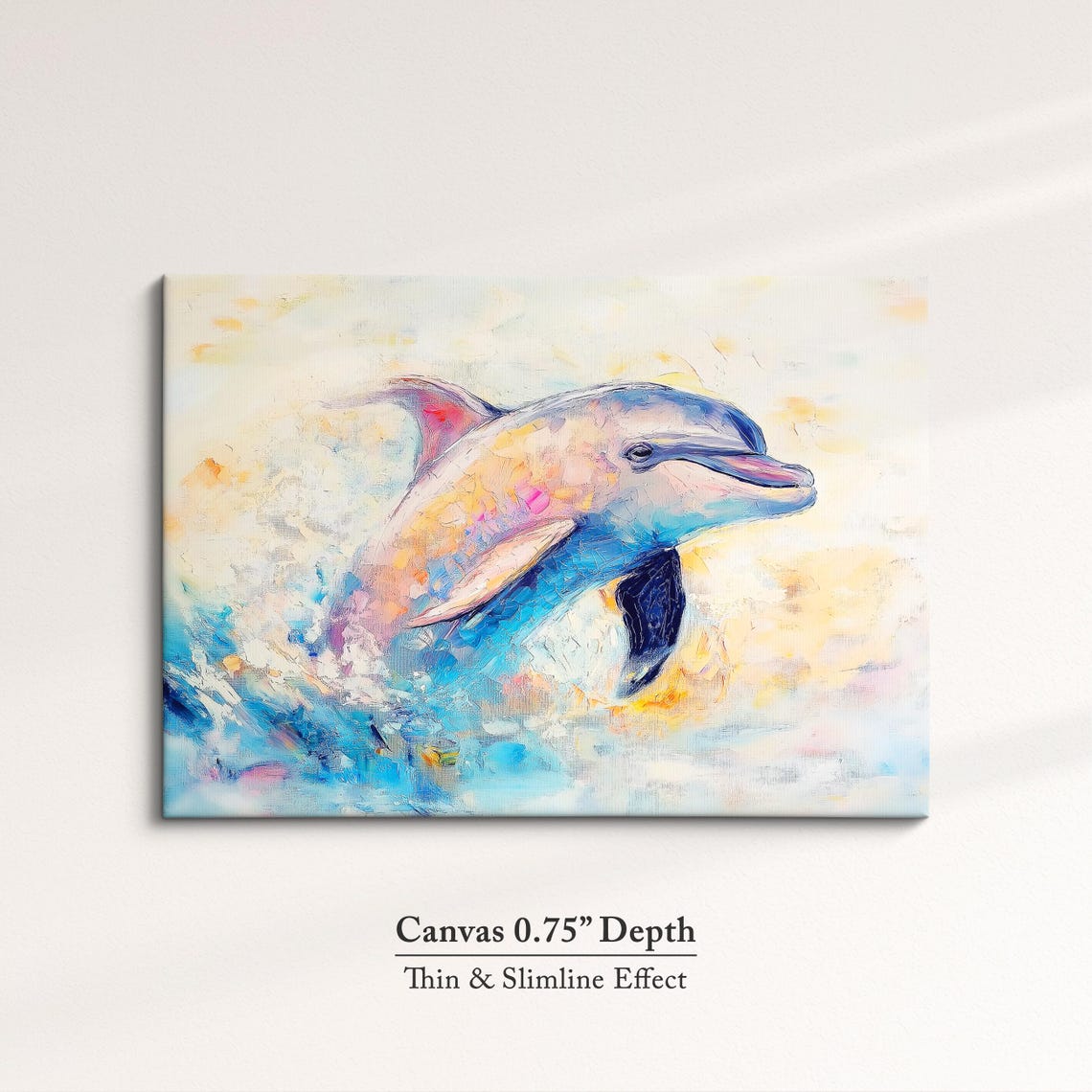 Dolphin Leaping Pastel Waves Colorful Ocean Abstract Wall Art Poster - Image 4
