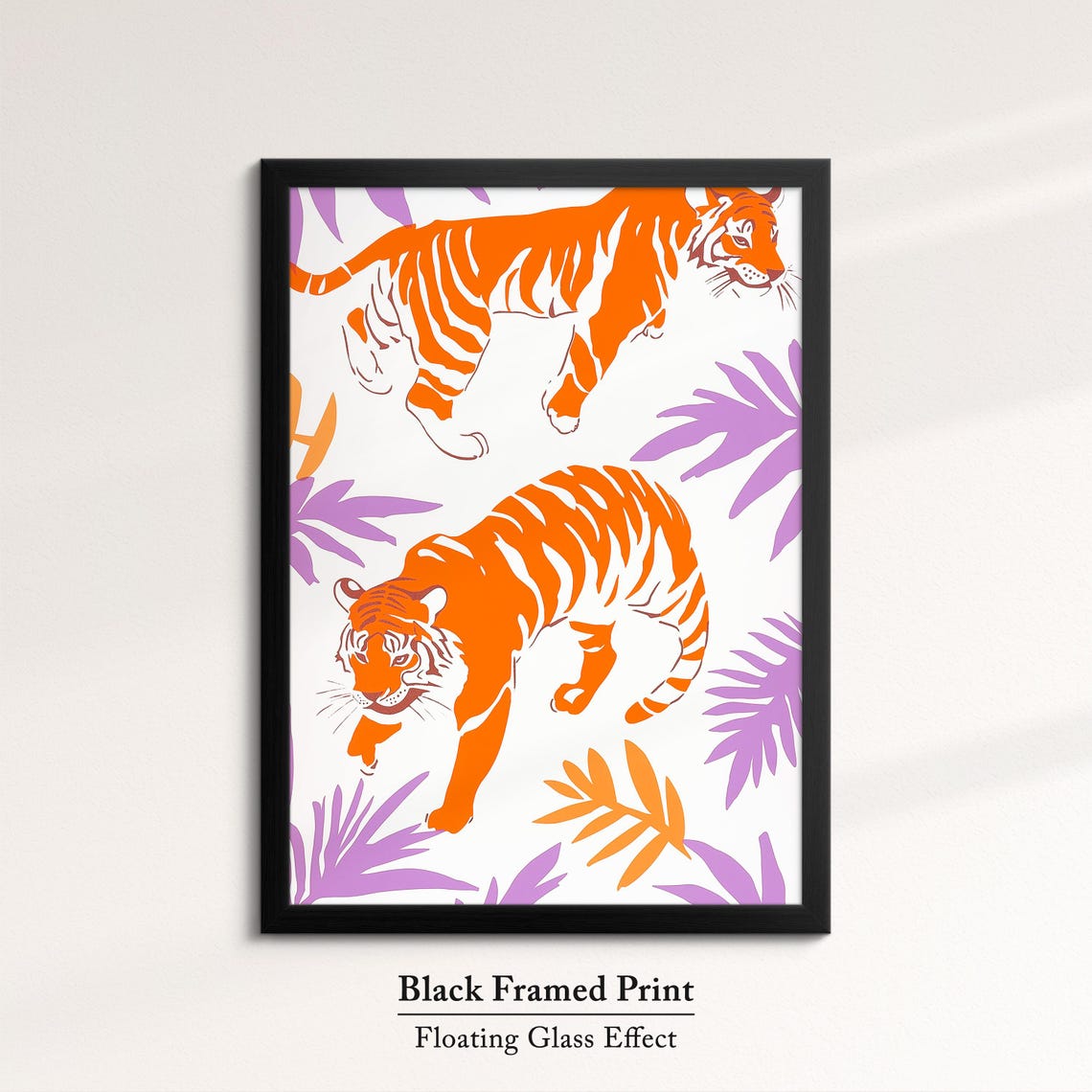 Two Tigers Walking Purple Botanical Illustration Minimalist Art Print - Image 8
