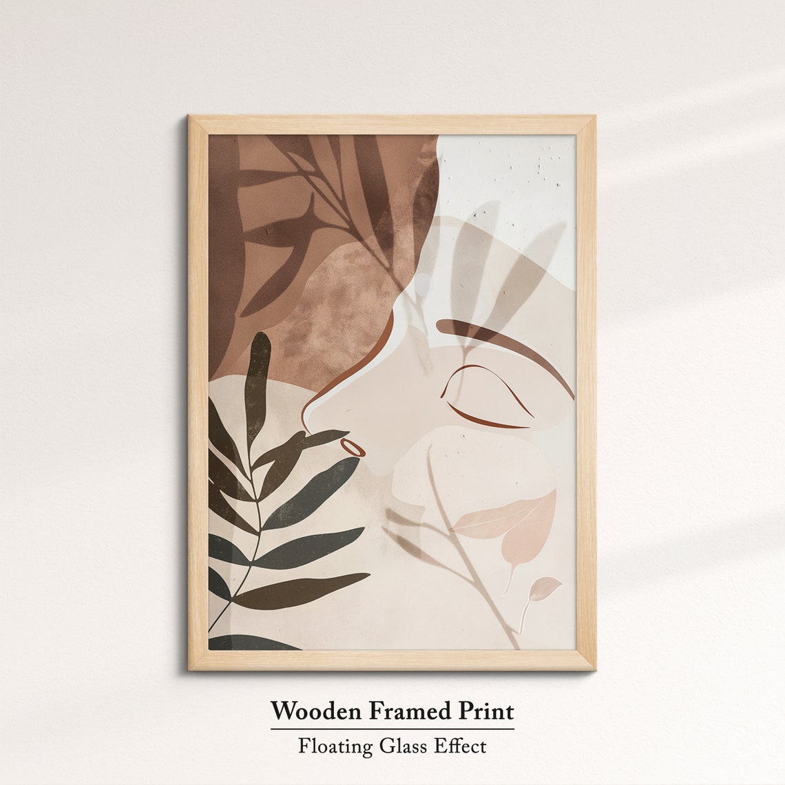 Boho Woman Face Line Art Terracotta Leaves Abstract Nordic Wall Poster - Image 6