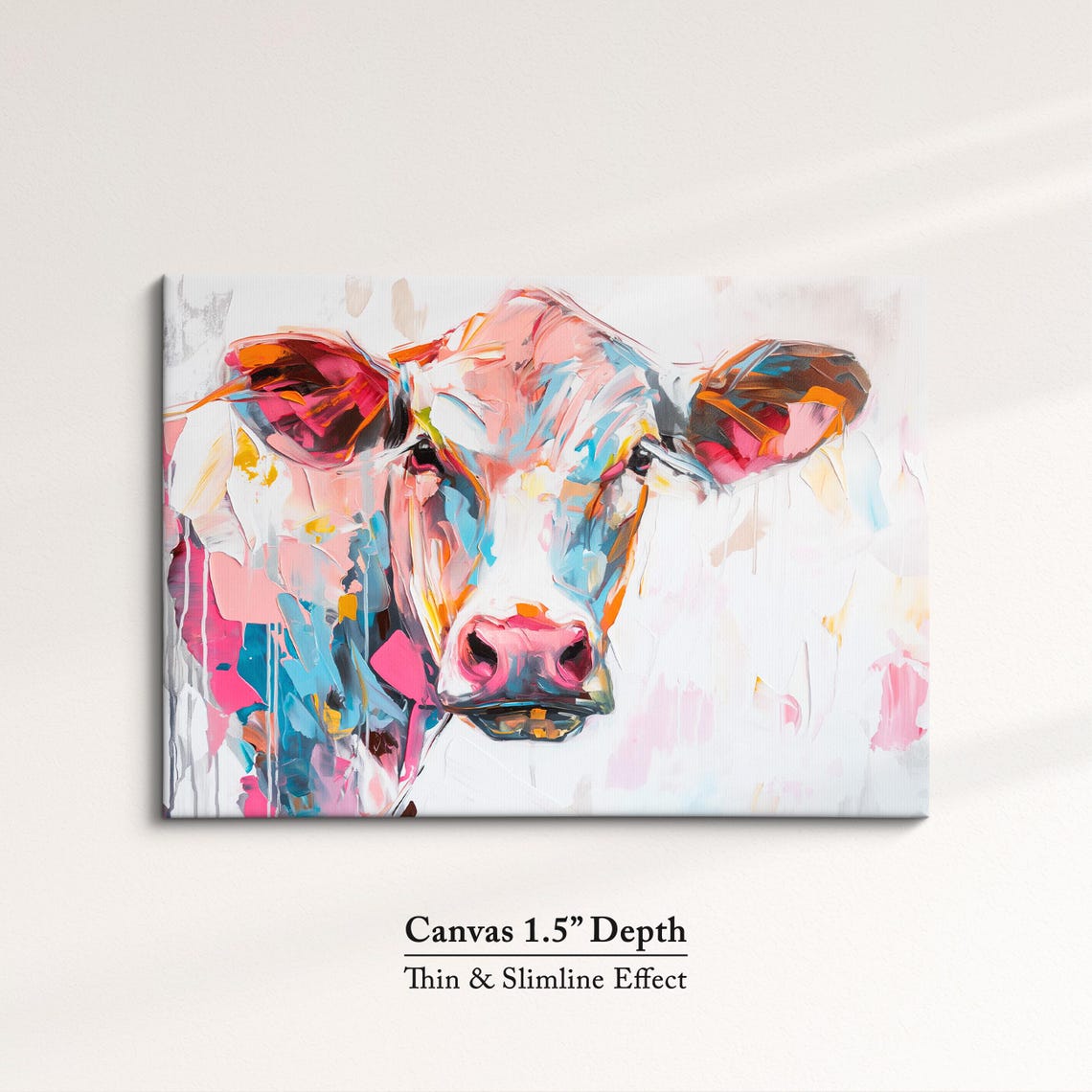 Cow Head Colorful Pastel Abstract Farm Animal Portrait Wall Art - Image 3