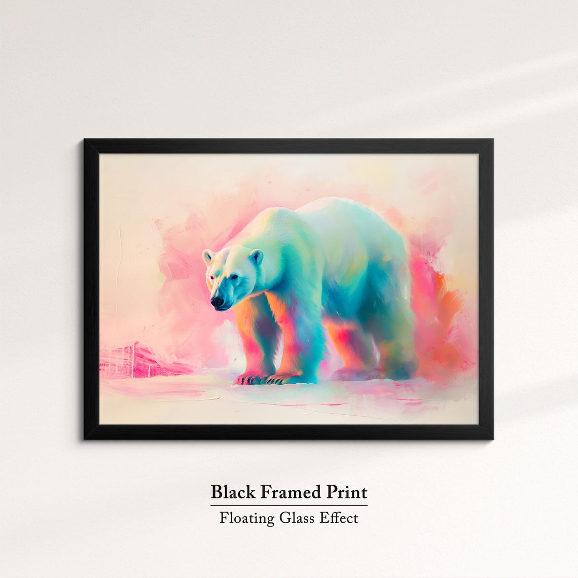 Polar Bear Walking Colorful Pink Teal Abstract Wildlife Wall Art - Image 8