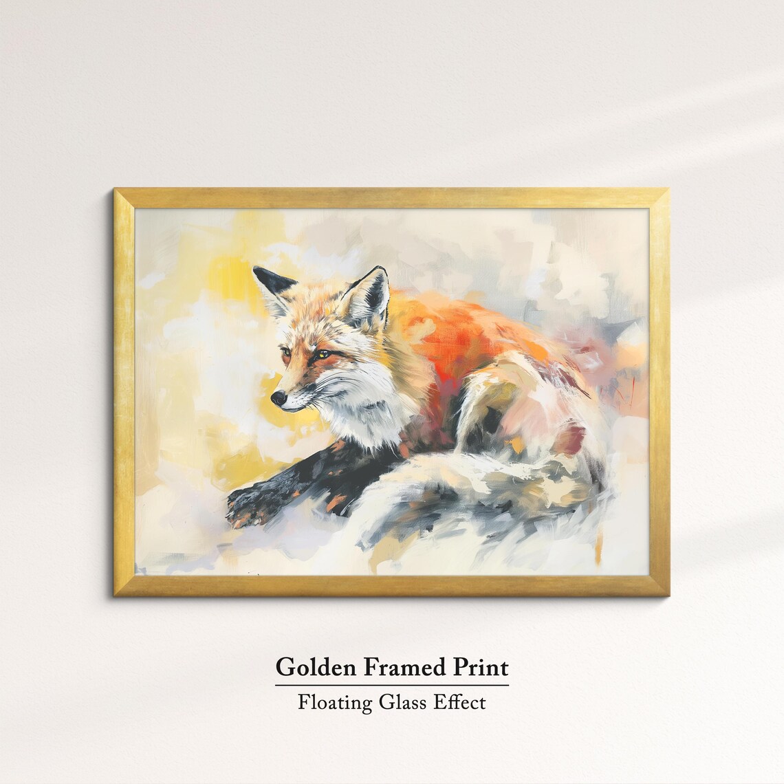 Red Fox Resting Abstract Watercolor Pastel Wildlife Wall Poster - Image 5
