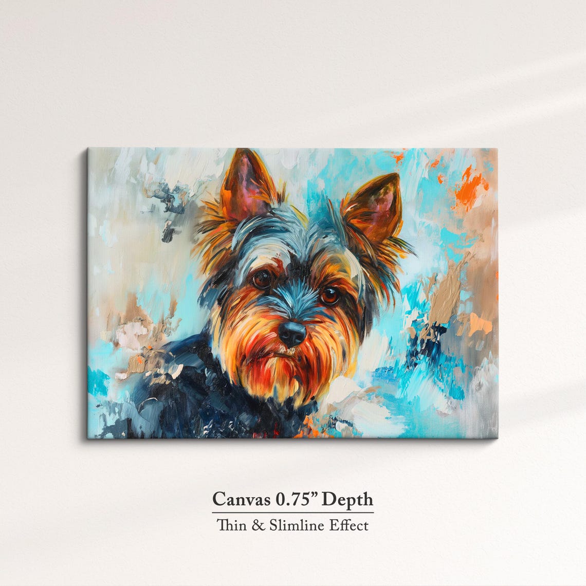 Yorkshire Terrier Face Front Turquoise Abstract Background Dog Poster - Image 4