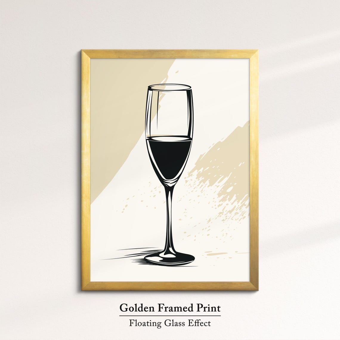 Minimalist Champagne Flute Sketch Modern Black And White Bar Print - Image 5