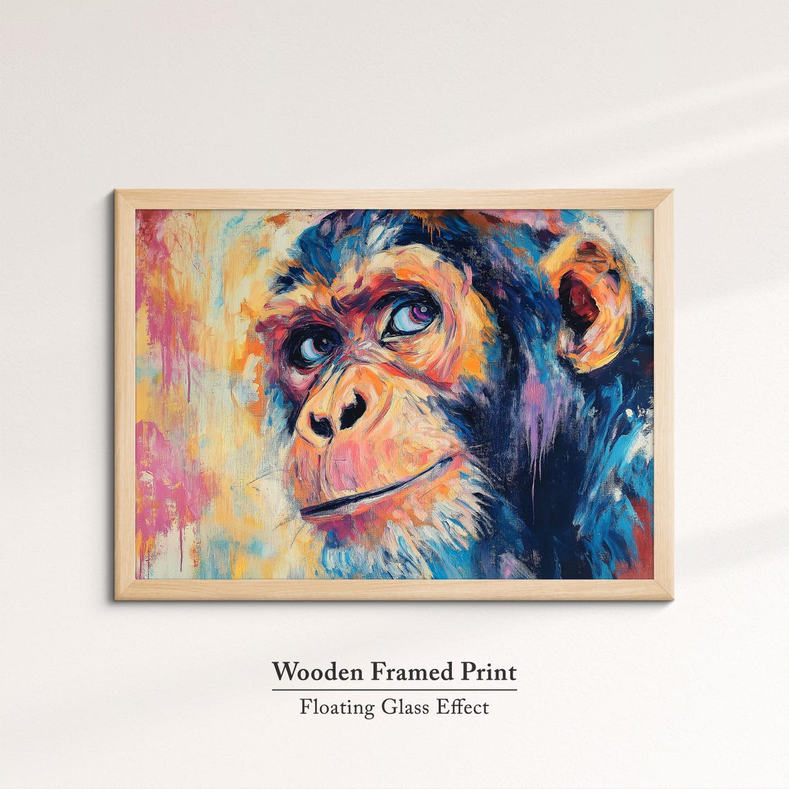 Chimpanzee Abstract Oil Painting Vibrant Primate Face Portrait Poster - Image 6