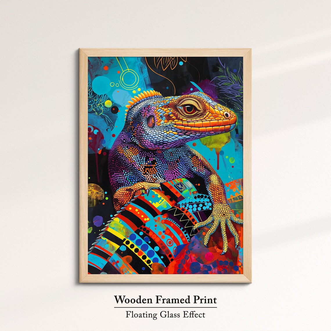 Colorful Bearded Dragon Abstract Oil Painting Framed Print Framed Portrait Wall Art Poster Home Decor Interior Pet Lover Gift - Image 6