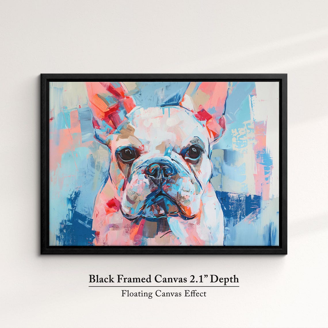 French Bulldog Bold Pop Art Pink Blue Abstract Dog Portrait Poster - Image 2
