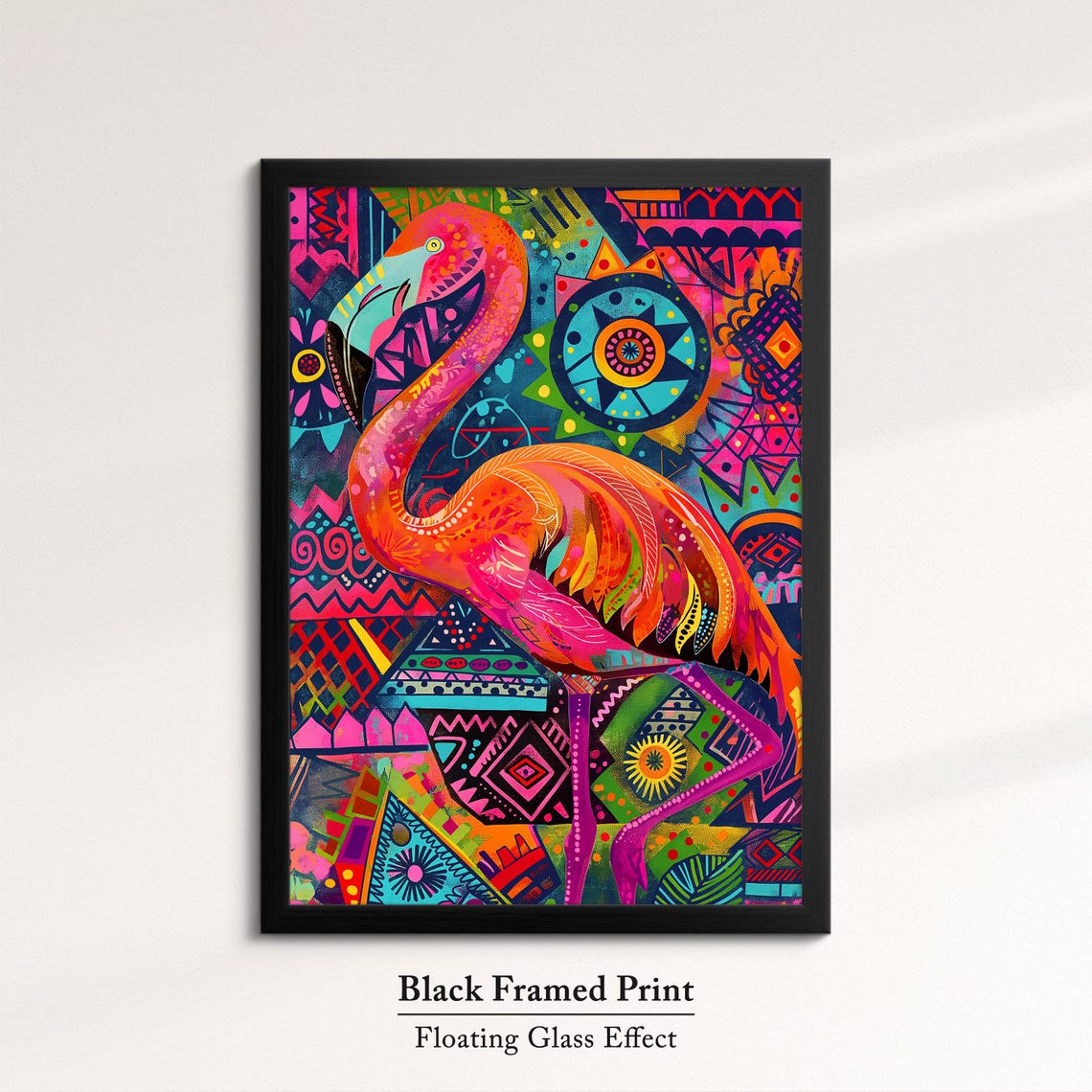 Pink Flamingo Pop Art Tribal Pattern Bright Tropical Bird Wall Poster - Image 8