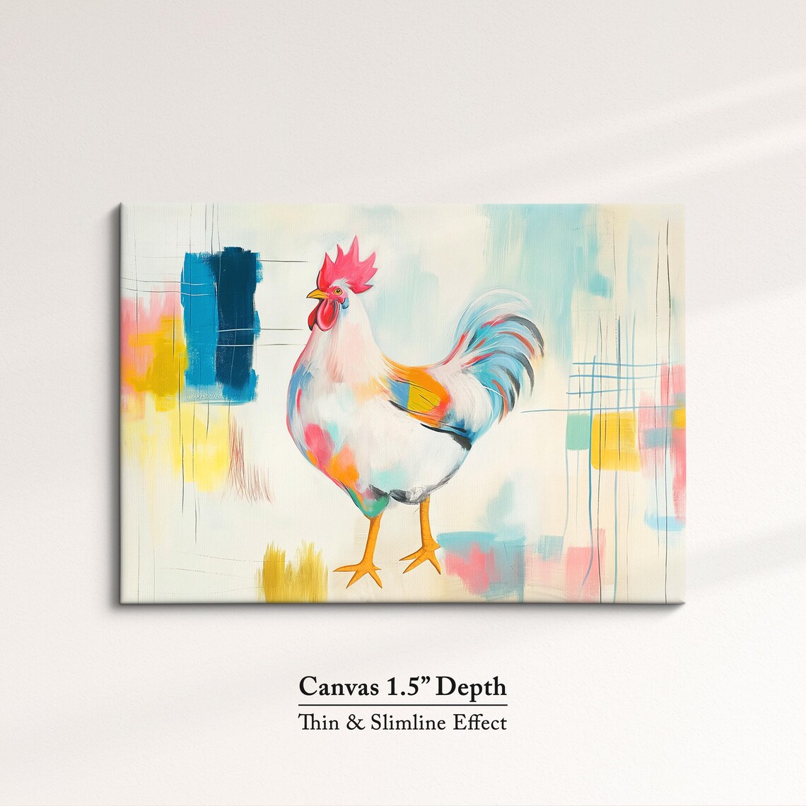 Rooster Colorful Pastel Abstract Oil Painting Farm Bird Wall Poster - Image 3