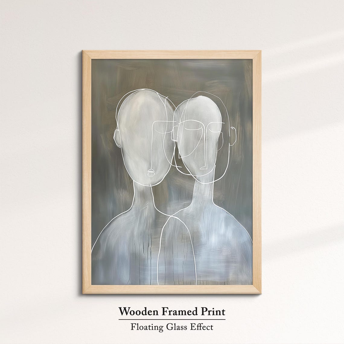 Two Abstract Faces Minimalist Line Art Couple Modern Gray Wall Poster - Image 6