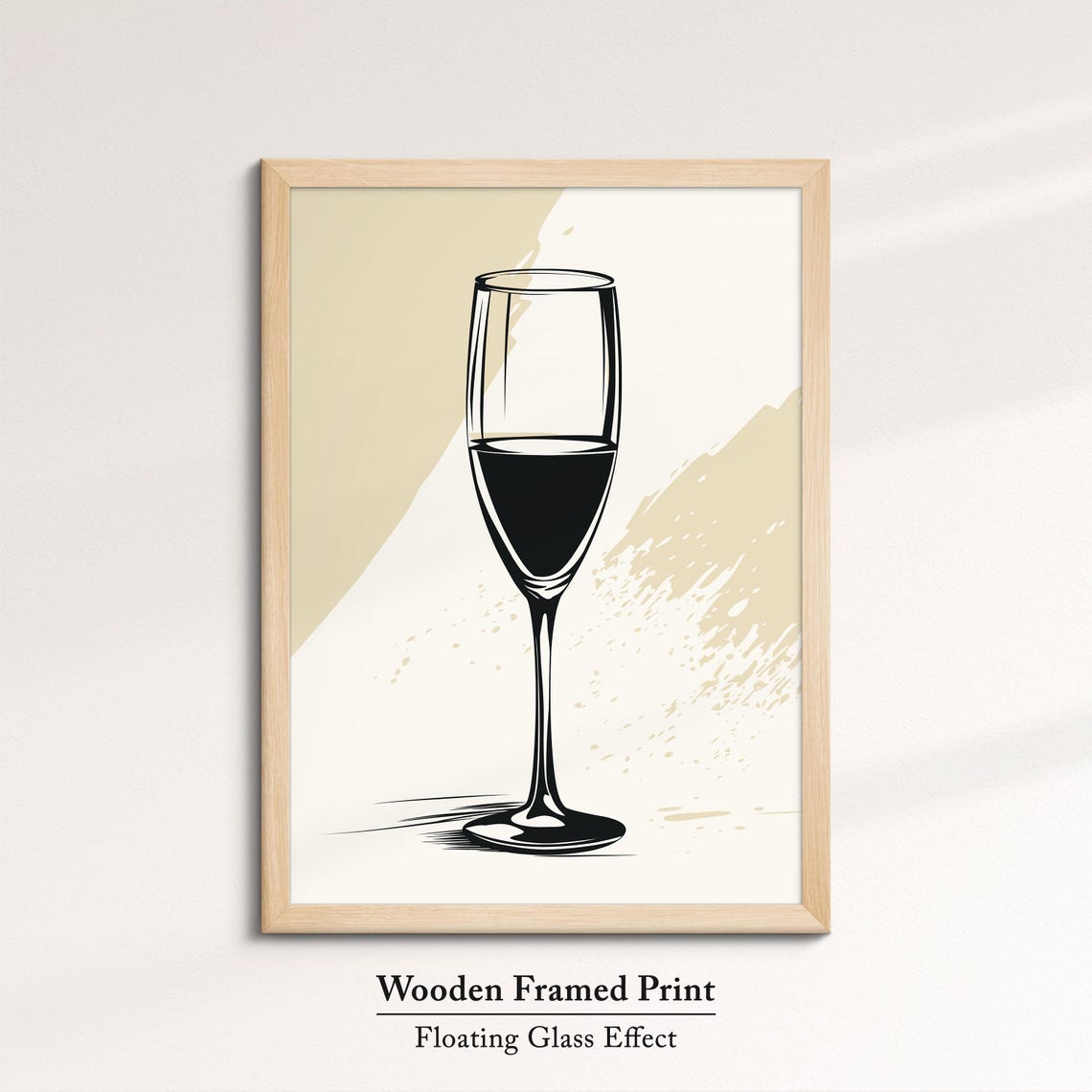 Minimalist Champagne Flute Sketch Modern Black And White Bar Print - Image 6