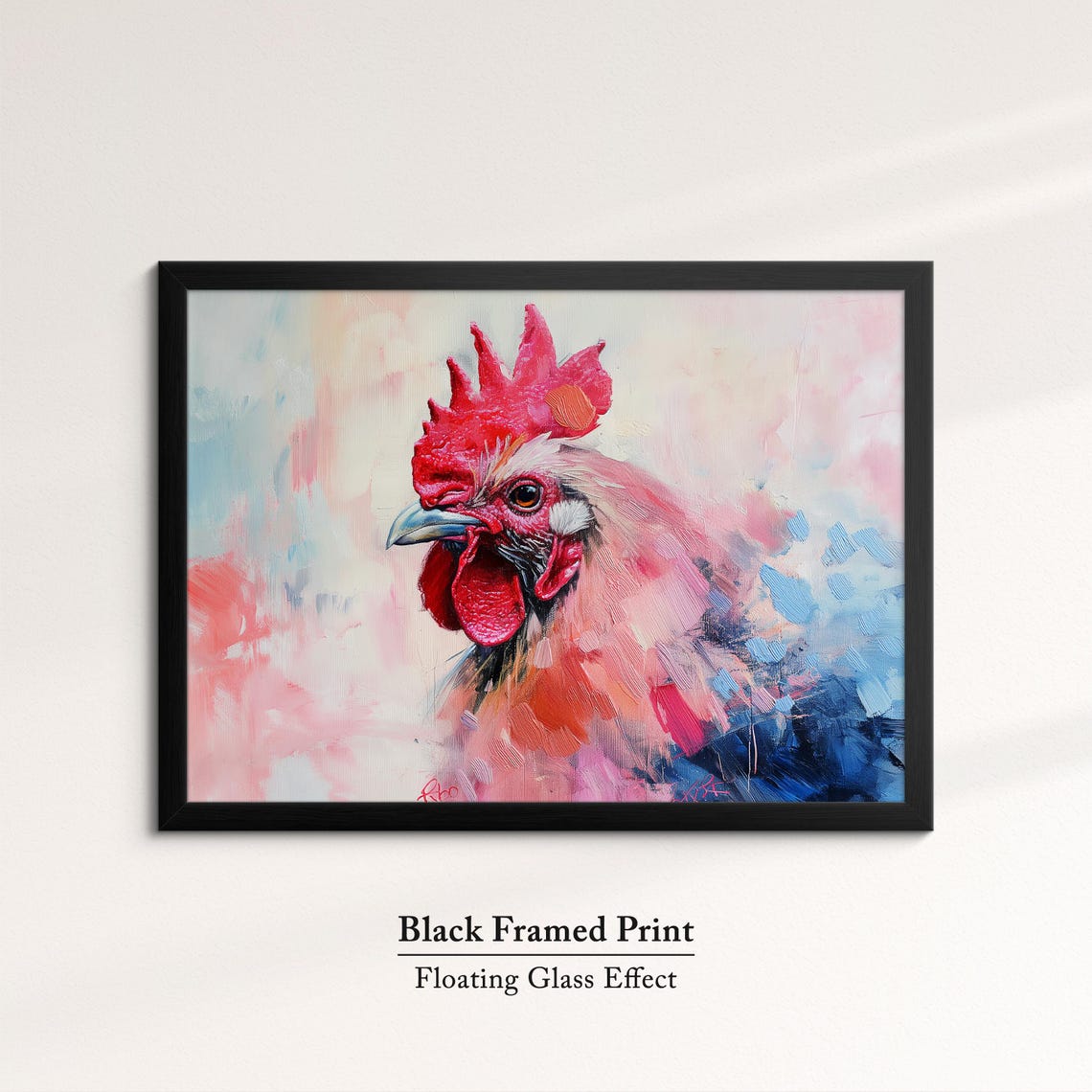 Rooster Head Red Comb Bold Pink Blue Abstract Farm Bird Art Poster - Image 8