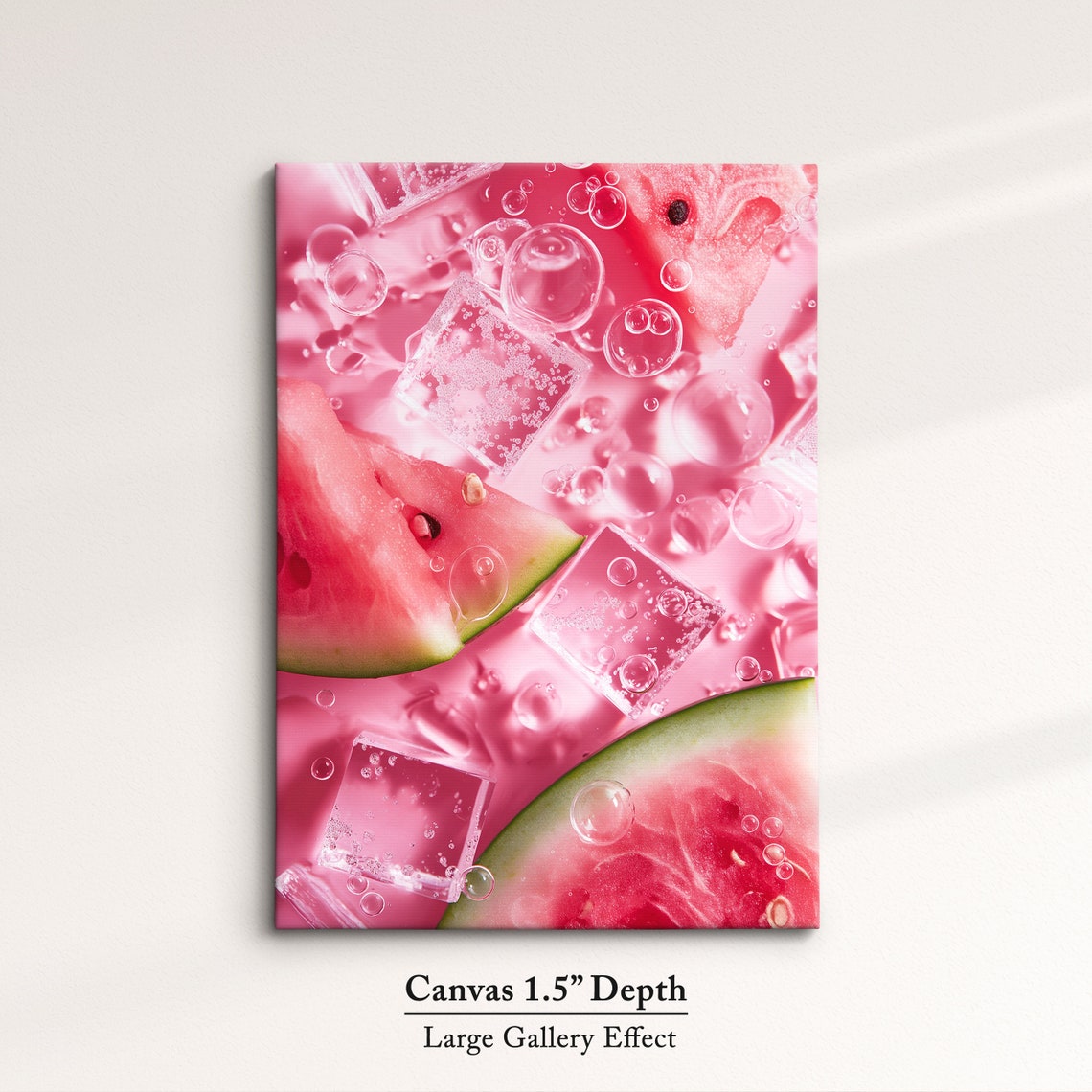 Watermelon Slices And Ice Cubes On Pink Summer Refresh Art Poster - Image 3